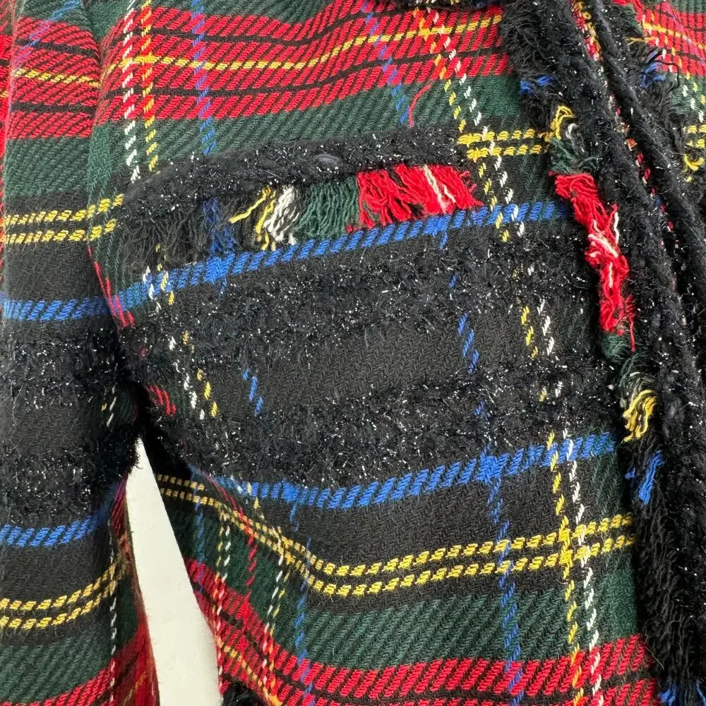 J. Crew Stewart Plaid Tartan Lady Jacket Red Blazer Preppy Work Classic Size  2